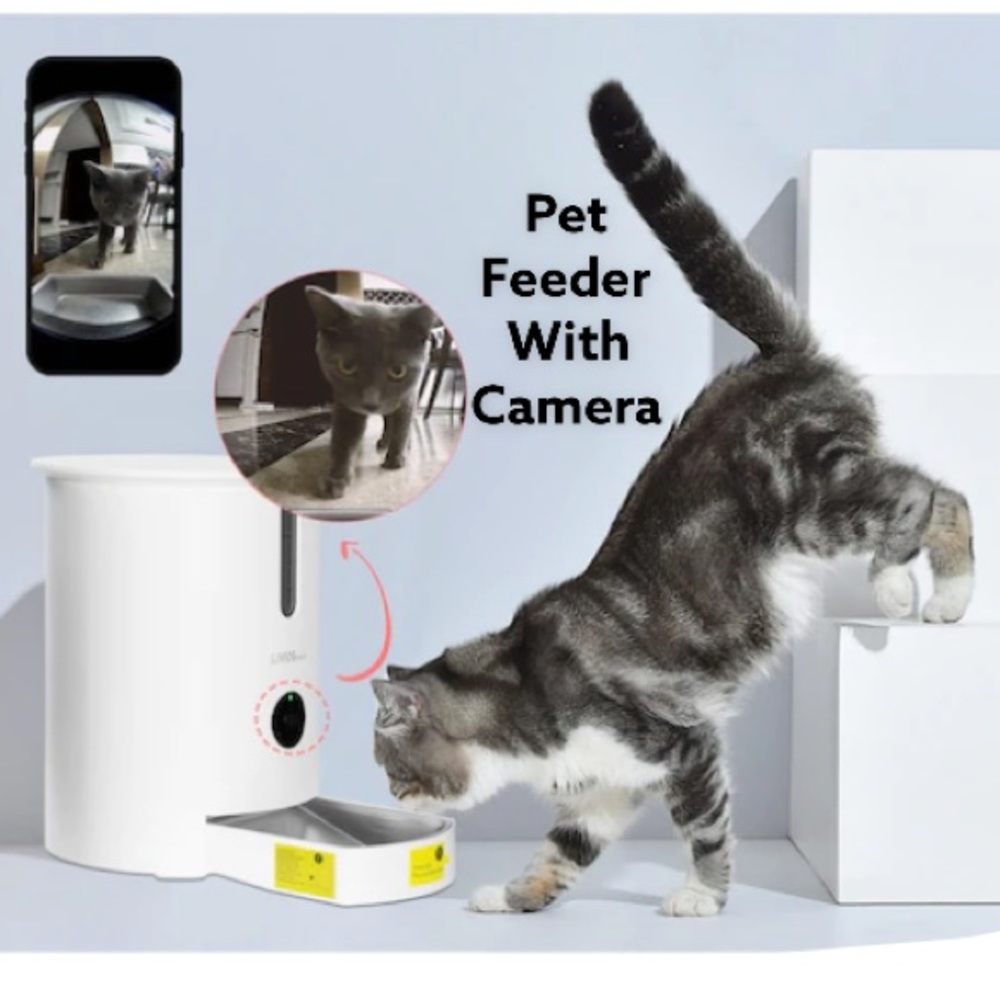 Feeder Pet Dog Cat with Camera WiFi Smart Dry Food Dispenser bowl tray food